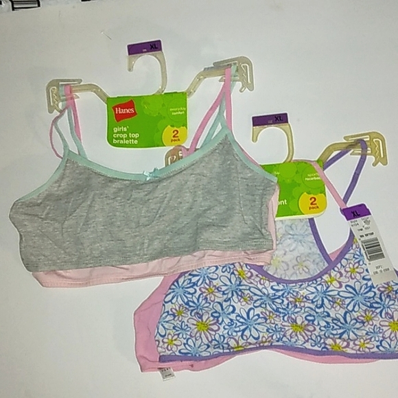 ☆NWT☆HANES Girls Bundle Crop top & Shirred front Bralette Sets~Training Bra XL - Picture 13 of 16